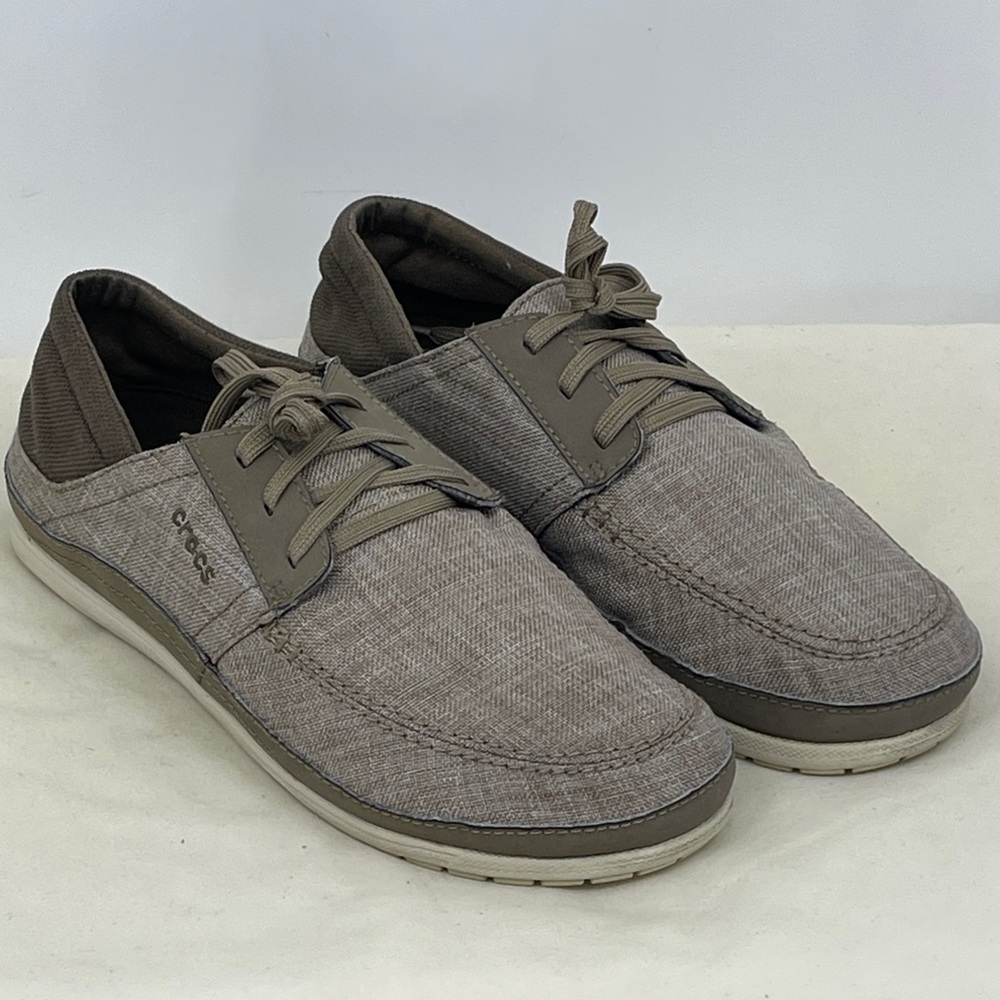 CROCS SANTA CRUZ PLAYA DUAL COMFORT Men's TAN Canvas Loafers SIZE 10